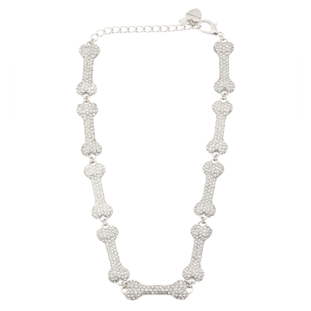 NWT Betsey Johnson Halloween Crystal Pave Bones Collar Necklace